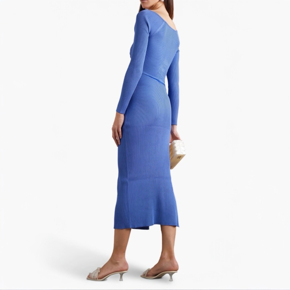 Cult Gaia Melissa Long Sleeve Knit Midi Dress Size‎ Large Ribbed Stretch - Picture 3 of 13